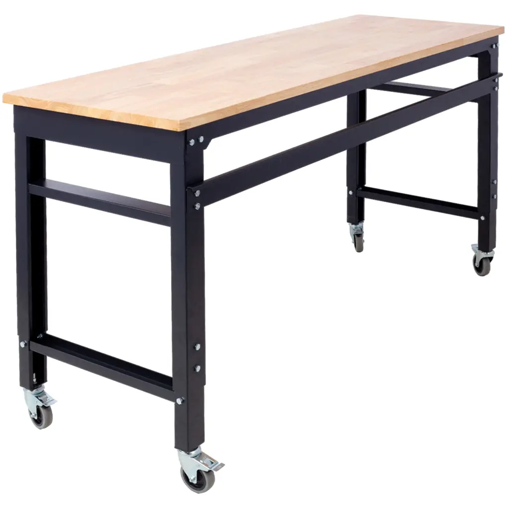 60 Inch Wide Adjustable Height Rolling Workbench Garage Wheels g-h