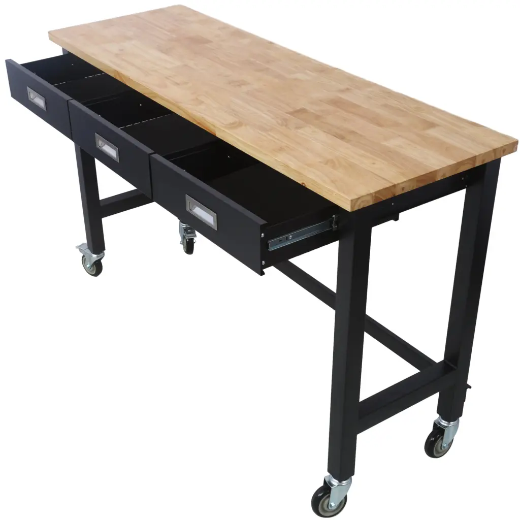 60 Inch Work Bench Drawer Storage Heavy Duty Bamboo Wood Workbench g-h