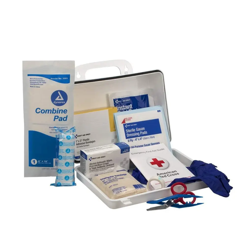 First Aid Only 25 Person Industrial First Aid Kit, Weatherproof Plastic Case, Wall Install Red Plastic Case