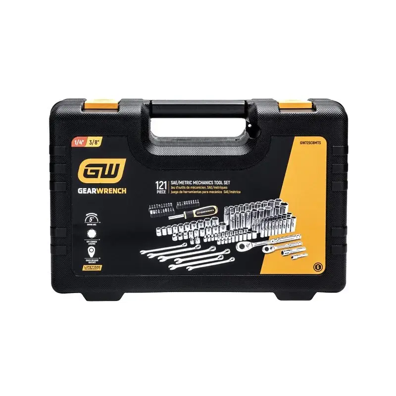 Multi-Function GearWrench GW72SCBMTS Mechanics Hand Tool Set, 121-Piece, Reinforced, Chrome