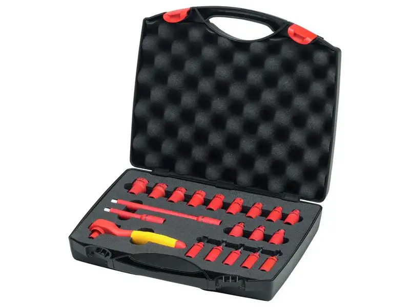 Wiha Insulated 1/4in Ratchet Wrench Adjust, 21 Piece (inc. Case)