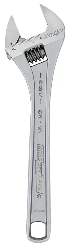 Channellock WIDEAZZ Series 812W Modifiable Wrench, 12 OAL, 1-1/2 Jaw, Steel, Chrome, Plain-Grip Handle