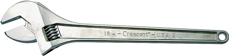 Crescent AC118 Adjustable Wrench, 18 OAL, 2.063 Jaw, Steel, Shiny metal, I-Beam Handle